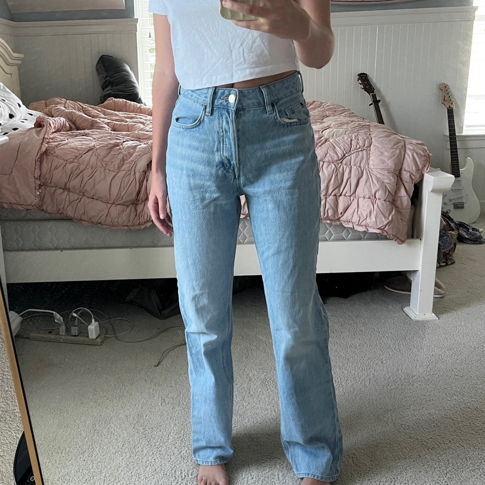 Straight Leg Light Wash Jeans